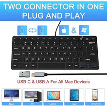 Load image into Gallery viewer, Ultra-Slim 78keys USB-C Mini Wired Keyboard with Media Hotkeys for Apple Mac Pro, MacBook 56Pro/ iMac, Air, Mac Mini, Laptop Computers, Windows Desktop PC 11/10/8/7, With USB-C to A OTG Adapter, Black