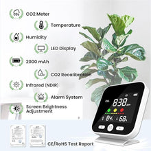 Load image into Gallery viewer, Portable CO2 Detector, Temperature Humidity CO2 Sensor, 4-in-1 Portable CO2 Monitor, Accurate NDIR Sensor, CO2 Meter with Alarm, for Grow Tents, Homes, Factories, Travel, Cars