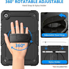 Load image into Gallery viewer, Timecity Case for Samsung Galaxy Tab A9+/ A9 Plus Case 11 inch (SM-X210/X216/X218), Full-Body Protective Case with Screen Protector, Rotating Stand, Hand/Shoulder Strap Galaxy A9+ Tablet Case- Black