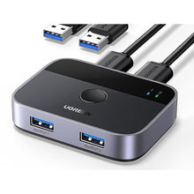 Load image into Gallery viewer, UGREEN USB 3.0 Switch 2 in 2 Out, USB Switcher 2 Computers Sharing Keyboard and Mouse Printer Scanner Webcam, Printer Splitter for 2 Computers, 2 Port USB Selector Switch with 2 USB3.0 Cables