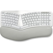 Load image into Gallery viewer, Macally Backlit Bluetooth Ergonomic Keyboard for Mac - Sculpted for Comfort - Wireless Ergonomic Keyboard (100-Key MacOS Layout) - Rechargeable Split Ergo Keyboard - MacBook, iMac, iPad, iPhone