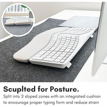 Load image into Gallery viewer, Macally Backlit Bluetooth Ergonomic Keyboard for Mac - Sculpted for Comfort - Wireless Ergonomic Keyboard (100-Key MacOS Layout) - Rechargeable Split Ergo Keyboard - MacBook, iMac, iPad, iPhone