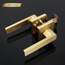 Load image into Gallery viewer, Square Non-Locking Passage Door Lever, Brushed Gold Door Handles, Heavy Duty Gold Door Lever Without Keys and Lock Reversible Door Handle for Right/Left Handed Hallway Closet Door