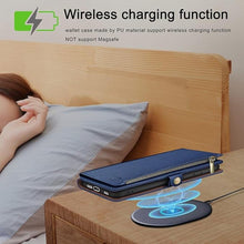 Load image into Gallery viewer, XcaseBar for Samsung Galaxy S24 Ultra Wallet case with Zipper Credit Card Holder RFID Blocking,Flip Folio Book PU Leather Shockproof Protective Cover Women Men for Samsung S24Ultra Phone case Blue