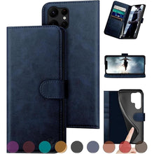 Load image into Gallery viewer, for Samsung Galaxy S24 Ultra Genuine Leather Wallet case ?RFID Blocking??4 Credit Card Holder??Real Leather? Flip Folio Book Phone case Protective Cover Women Men for S24Ultra case Dark Blue