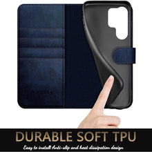 Load image into Gallery viewer, for Samsung Galaxy S24 Ultra Genuine Leather Wallet case ?RFID Blocking??4 Credit Card Holder??Real Leather? Flip Folio Book Phone case Protective Cover Women Men for S24Ultra case Dark Blue