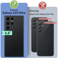 Load image into Gallery viewer, for Samsung Galaxy S24 Ultra Genuine Leather Wallet case ?RFID Blocking??4 Credit Card Holder??Real Leather? Flip Folio Book Phone case Protective Cover Women Men for S24Ultra case Dark Blue