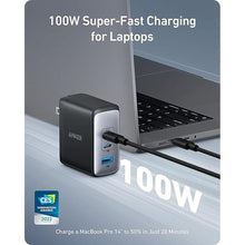 Load image into Gallery viewer, Anker Nano 100W USB-C Charger, 3-Port Fast Compact GaN Charger for MacBook Pro/Air, Pixelbook, ThinkPad, Dell XPS, iPad Pro, iPhone 16 Series, Galaxy S23, and More (USB-C to USB-C Cable Included)