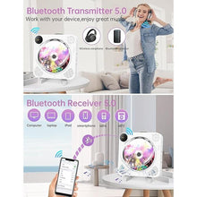Load image into Gallery viewer, Bluetooth CD Player with Speakers DESOBRY Small CD Player for Home with Remote Control FM Radio Digital Screen Headphone Jack, Wall cD Player Support AUX in Cable&USB, White