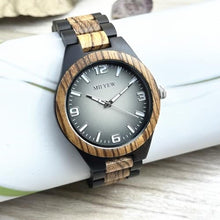 Load image into Gallery viewer, MII YEW Natural Mens Wood Watches Round Analog Quartz Casual Wooden Watch Gradient Gray Dial