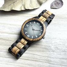 Load image into Gallery viewer, MII YEW Natural Mens Wood Watches Round Analog Quartz Casual Wooden Watch Gradient Gray Dial