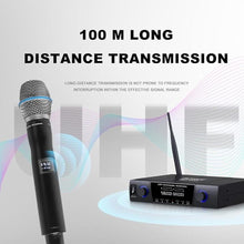 Load image into Gallery viewer, BOMGE 340U UHF Wireless Microphone System, Metal Dynamic Cordless Mic Set with Case,Auto Scan, for Singing, Karaoke, Church, DJ, 2x200UHF Adjustable Frequencies,Long Range 328ft Range