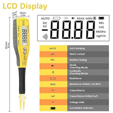 Load image into Gallery viewer, Digital SMD Tester 6000 Counts, Auto Ranging Intelligent Resistance Capacitance Diode Zener LED Battery Power Multi Meter Tweezer