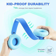 Load image into Gallery viewer, iClever BTH22 Kids Bluetooth Headphones, 60H Play Time, USB C Fast Charging, Bluetooth 5.4, AUX Cord,Safe Volume 74/85 dBA,Toddler Headphones for iPad/Tablet/Travel/School, Blue
