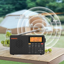 Load image into Gallery viewer, D109WB Portable Radio AM/FM/SW/LW/WB Weather Radio Shortwave Radio Receiver with NOAA Alert, Battery Operated Great Sound Wireless BT Mp3 Speaker, SOS Alert Alarm Clock Sleep Function