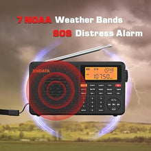 Load image into Gallery viewer, D109WB Portable Radio AM/FM/SW/LW/WB Weather Radio Shortwave Radio Receiver with NOAA Alert, Battery Operated Great Sound Wireless BT Mp3 Speaker, SOS Alert Alarm Clock Sleep Function