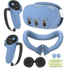 Load image into Gallery viewer, Silicone Cover Set Compatible with Oculus/Meta Quest 3, VR Accessories Protective Cover Includes Controller Grips, Front Shell Headset Cover and Face Cover (Haze Blue)