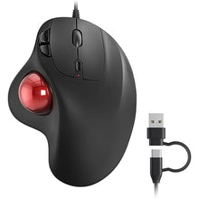 Load image into Gallery viewer, Nulea M509 Trackball Mouse Wired, Ergonomic Design, Easy Thumb Control, Precise & Smooth Tracking, 2-in-1 Interface (Type A &Type C), Compatible for PC, Laptop, Mac, Windows(Red).