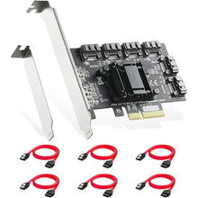Load image into Gallery viewer, Binardat 6-Port PCIe x4 SATA 3.0 Controller, Includes 6 SATA Cables and Low Profile Bracket, Windows 10/11 Compatible