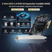 Load image into Gallery viewer, Binardat 6-Port PCIe x4 SATA 3.0 Controller, Includes 6 SATA Cables and Low Profile Bracket, Windows 10/11 Compatible