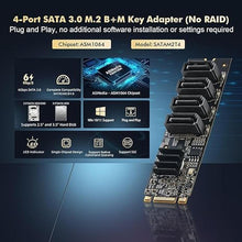 Load image into Gallery viewer, Binardat M.2 to SATA Card, 4 Port, 6Gbps Controller, Includes SATA Cables, for Windows 10/11