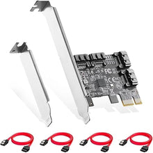 Load image into Gallery viewer, Binardat PCIE X1 to SATA Card 4 Port, 6Gbps SATA 3.0 Controller, Includes 4 SATA Cables and Low Profile Bracket, for Windows 10/11