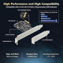 Load image into Gallery viewer, Binardat PCIE X1 to SATA Card 4 Port, 6Gbps SATA 3.0 Controller, Includes 4 SATA Cables and Low Profile Bracket, for Windows 10/11