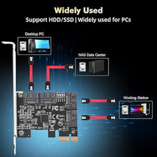 Load image into Gallery viewer, Binardat PCIE X1 to SATA Card 4 Port, 6Gbps SATA 3.0 Controller, Includes 4 SATA Cables and Low Profile Bracket, for Windows 10/11