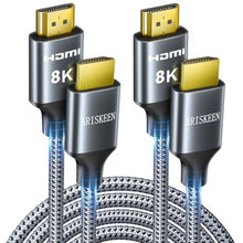 Load image into Gallery viewer, ARISKEEN 8K HDMI Cable 1.5FT 2-Pack, 48Gbps High Speed HDMI 2.1 Cable, 8K 60Hz, 4K 120Hz 144Hz Support for HDR 10, HDCP 2.2 2.3, eARC, DTS:X, Braided HDMI Cord Compatible with Laptop/HDTV - 1.5 Feet