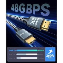 Load image into Gallery viewer, ARISKEEN 8K HDMI Cable 1.5FT 2-Pack, 48Gbps High Speed HDMI 2.1 Cable, 8K 60Hz, 4K 120Hz 144Hz Support for HDR 10, HDCP 2.2 2.3, eARC, DTS:X, Braided HDMI Cord Compatible with Laptop/HDTV - 1.5 Feet