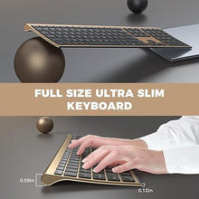 Load image into Gallery viewer, Wireless Keyboard and Mouse, Vssoplor 2.4GHz Rechargeable Compact Quiet Full-Size Keyboard and Mouse Combo with Nano USB Receiver for Windows, Laptop, PC, Notebook-Black Gold