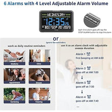 Load image into Gallery viewer, DreamSky Digital Clock with Date and Day of Week - Large Calendar Clock for Seniors Elderly, Loud Alarm Clock for Bedroom Desk, Backlight Dimmer, Adjustable Volume, USB Port, Auto DST, Battery Backup