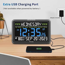 Load image into Gallery viewer, DreamSky Digital Clock with Date and Day of Week - Large Calendar Clock for Seniors Elderly, Loud Alarm Clock for Bedroom Desk, Backlight Dimmer, Adjustable Volume, USB Port, Auto DST, Battery Backup
