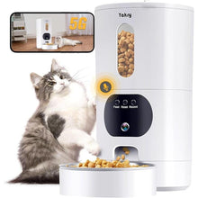 Load image into Gallery viewer, Automatic Cat Feeders Camera 5G: WiFi Easy to Clean Timed Smart Dog Food Dispenser 2-Way Audio Memory Function Pet Feeder HD 1080P Video Record APP Control Dry Food Clear Night Vision Yakry