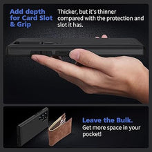Load image into Gallery viewer, Jiunai for Samsung S24 Ultra Case with Card Holder Galaxy S24 Ultra Case Wallet Slide Pocket Credit Cards Cash License Rugged PC Shell Cell Phone Case for Samsung Galaxy S24 Ultra 5G 6.8’’ 2024 Black