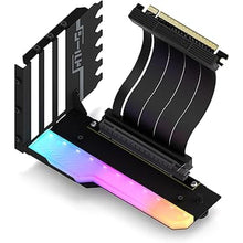 Load image into Gallery viewer, EZDIY-FAB Vertical GPU Mount with High-Speed PCIE 4.0 Riser Cable, ARGB Module, 115mm/4.52in Flexible Extension, 90 Degree Connector, Only Compatible to Full-Opened PCIe Slots-Black-YIHPI344-2