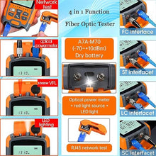 Load image into Gallery viewer, 4 in 1 Portable Optical Fiber Power Meter & Visual Fault Locator, Universal Interface FC/SC/ST, LED Lighting & RJ45 Tester