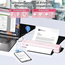 Load image into Gallery viewer, Mobile Portable Wireless Printer, P831 Portable Thermal Transfer Printer, Bluetooth & Inkless, 300DPI, Support US Letter/A4/A5/B5 Plain Paper, Ideal for Business Travel