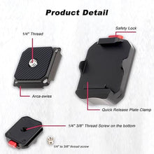 Load image into Gallery viewer, Foto4easy Arca Swiss Quick Release Plate (1/4" Mounting Screw) for DSLR Camera,QR Plate Clamp for Tripod Stabilizer Gimbal Monopod Slider