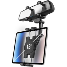 Load image into Gallery viewer, woleyi Car Rear View Mirror Tablet Holder - 360 Rotatable Rearview Mirror Tablet Mount for Car, Anti-Shake Retractable Tablets Clip for 4.7-11" iPad Pro Air Mini, iPhone, Galaxy Tabs, Z Fold, Fire HD