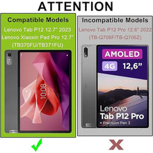 Load image into Gallery viewer, ATOOZ for Lenovo Tab P12 12.7" Case, Soft Silicone Shockproof Kids Case for Lenovo P12 Tablet with Bracket & Pen Holder (Black)