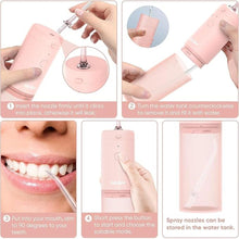 Load image into Gallery viewer, Water Flosser Dental Oral Irrigator Teeth Cleaner Portable Travel Rechargeable Cordless,IPX7 Electric Plaque Remover 3 Modes 3 Jet Tips 140ml (Pink)