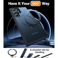 Load image into Gallery viewer, TORRAS 360°Spin Magnetic Stand for Samsung Galaxy S24 Ultra Case, Compatible with Magsafe, Military Grade Shockproof Slim Protective S24 Ultra Case with Kickstand & Ring Holder, Ostand Spin, Black