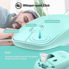 Load image into Gallery viewer, Wireless Keyboard and Mouse Comb, VEILZOR 2.4G Ultra-Slim USB Keyboard Mouse Set, Water-Dropping Keycaps, 12 Shortcuts, Wireless Keyboard for PC Laptop Windows XP/7/8/10, Vista, Mac (Green)