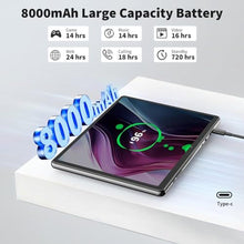 Load image into Gallery viewer, QDDQ Android Tablet with Keyboard, Android 14 Tablet, 12(6+6) GB+128GB, 1TB Expand, 2 in 1, Mouse, Stylus, 8000mAh Battery, 2.4G/5G WiFi, GPS, Silver Case