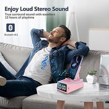 Load image into Gallery viewer, Adjustable Phone Stand with Built-in Bluetooth Speaker, Portable with Non-Slip Base, Unique Gifts, Tech Gifts for Men, Cool Gadgets for Home and Outdoor Use (Pink)