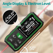 Load image into Gallery viewer, Dual Laser Distance Meter, 656FT/200M Recharge Laser Measuring Tool M/in/FT Multi Units Backlit LCD Multifunctional Laser Measure for Distance Area Volume Angle Sensor Midpoint Pythagorean Mode