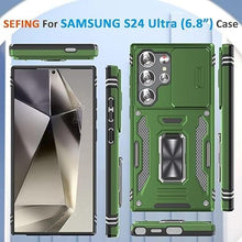 Load image into Gallery viewer, Phone Case for Samsung S24 Ultra Case Samsung Galaxy S24 Ultra Phone Case with Camera Lens Cover, with Ring Holder Kickstand, fit Magnetic Car Mount, for Samsung Galaxy 24 Ultra (Olive Green)