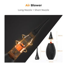 Load image into Gallery viewer, K&F Concept 10-in-1 Camera Lens Cleaning Kit for DSLR Camera Lens Filter Cell Phones with Advanced Silicone Air Blower*1+Short Nozzle*1+Long Nozzle*1+Cleaning Cloth*6+Cleaning Pen*1+15ML Cleaner*1