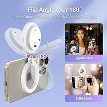 Load image into Gallery viewer, JJC Magnetic Phone Selfie Ring Light, Rechargeable Cell Phone Selfie Light with 3 Light Modes/3 Brightness Levels, 180° Flip & Built-in Mirror Design Phone Fill Light for Selfie Vlog Live Streaming